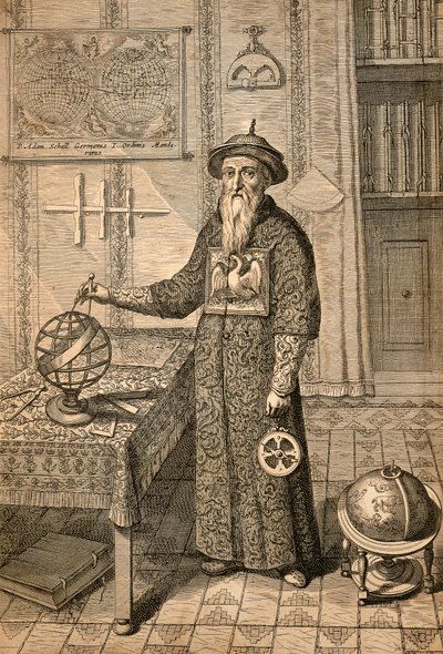 Jesuit Johann Adam Schall von Bell, Predecessor of Ferdinand Verbiest, Astronomer at the Court of the Ming Dynasty in Nanjing, Wearing Mandarin Costume by Athanasius Kircher