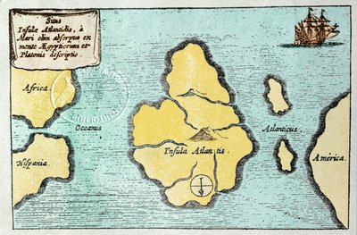 Map of the legendary island of Atlantis - from the Mundus Subterraneus of Athanasius Kircher by Athanasius Kircher