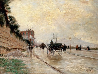 Carriage on Promenade in Naples by Attillo Pratella