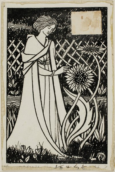 Decorative Study: Woman with Sunflowers by Aubrey Beardsley