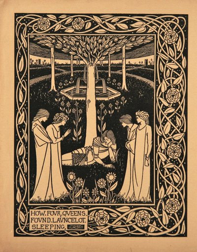 How Four Queens Found Lancelot Sleeping. Illustration to the Book Le Morte d
