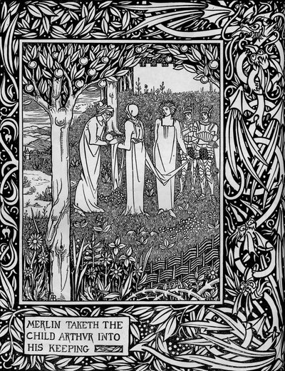 Merlin Taketh the Child Arthur into His Keeping by Aubrey Beardsley