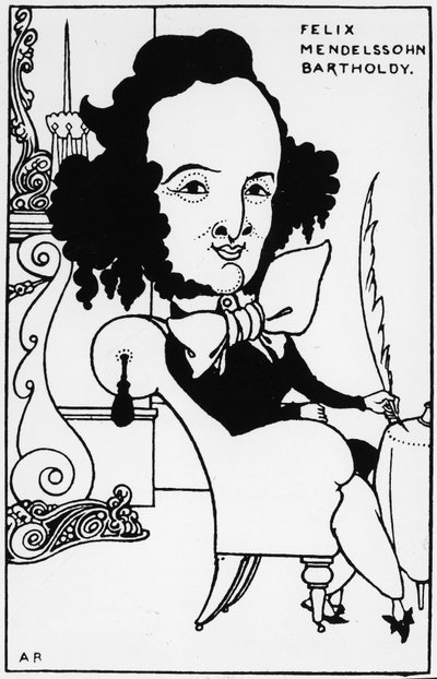 Portrait of Felix Mendelssohn-Bartholdy (1809-1847), Drawing by A. Beardsley by Aubrey Beardsley