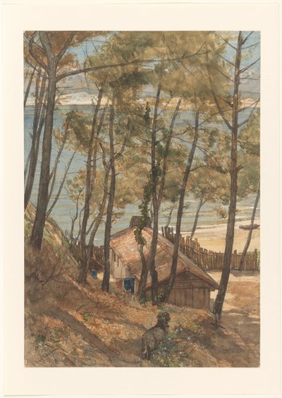 View from a Hill on a Cottage at the Gulf of Arcachon by August Allebe