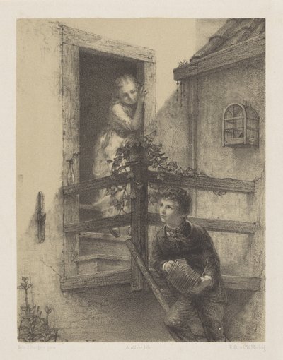Boy Playing Harmonica by August Allebe