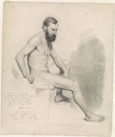 Study of a Seated Male Nude, to the Right by August Allebe