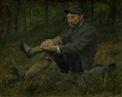 Architect Thorvald Bindesbøll in a Pine Forest at Kullen by August Jerndorff