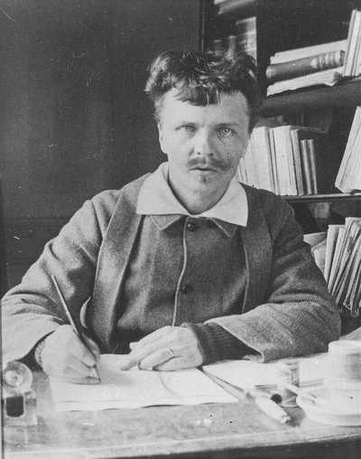 Self portrait in his study at Gersau by August Johan Strindberg