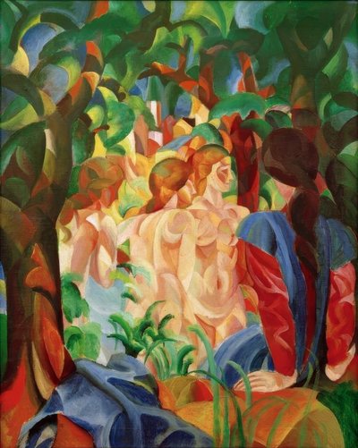 Bathing Girls with City in the Background by August Macke