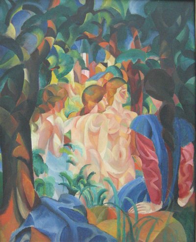 Bathing Girls with City in the Background by August Macke