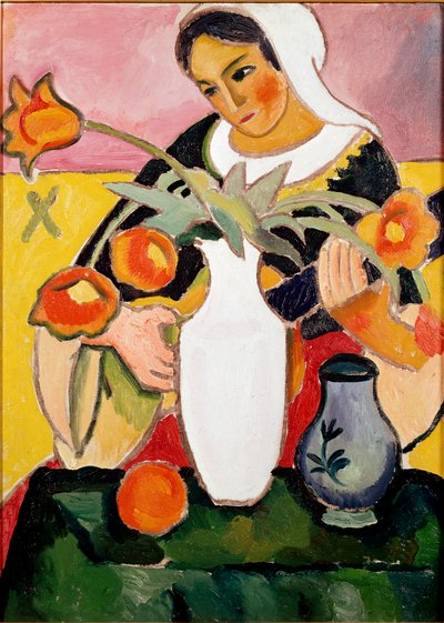 Lute Player. Painting by August Macke by August Macke