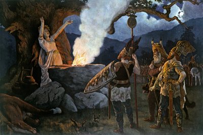 Celtic Warriors Consult a Priestess by August Wilhelm Dieffenbacher