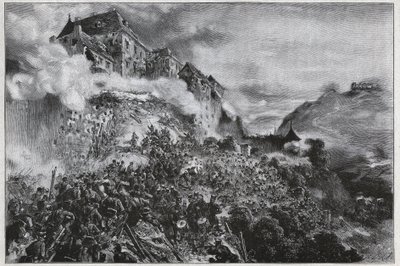 Hungarian Revolution of 1848-1849: Hungarian Rebels Storm the Buda Castle on 21st May 1849 (After Lithograph by August von Pettenkofer) by August Xaver Karl von Pettenkofen