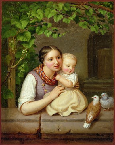 Mother with Child and Two Doves by August von der Embde