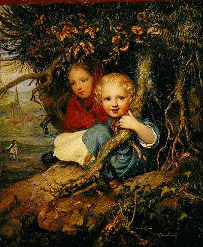 Two Children under Tree Roots, c.1840 by August von der Embde