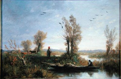 The Banks of a Canal by Auguste Paul Charles Anastasi