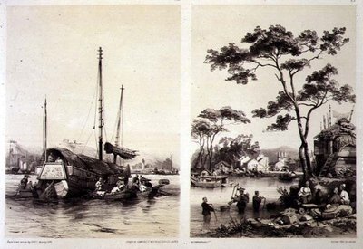 Trading Junk behind Canton and a Village near Canton, plates 32 and 31 from 