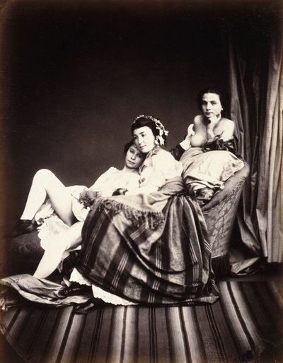 Three Nude Women on a Chaise Lounge by Auguste Belloc