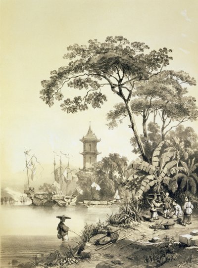 A Pagoda on the Macao-Canton Canal, plate 21 from 