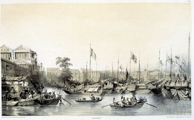 European Factories in Canton (drawings and lithographs) by Auguste Borget