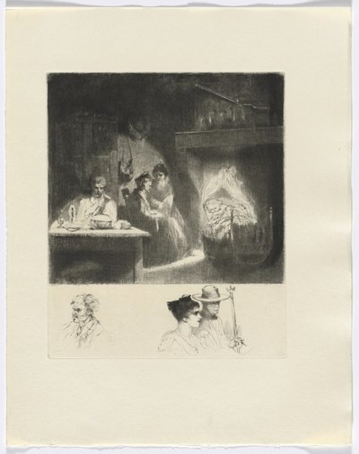 Frédéric Mistral: Memoirs and Stories by Frédéric Mistral: family scene/ bust of three figures (insert after p. 48) by Auguste Brouet