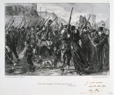 French Soldiers Departing for Buzenval, Siege of Paris, Franco-Prussian War by Auguste Bry