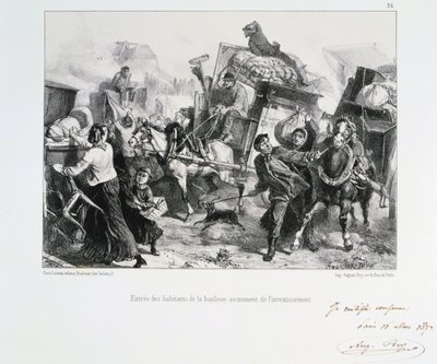 Residents of the Suburbs Arriving in Paris Before the Prussians Besiege the City, 1870-1872 by Auguste Bry