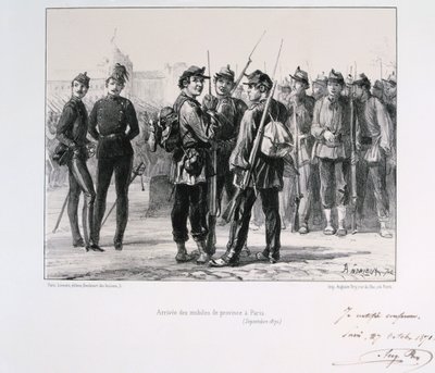 Troops from the Provinces Arriving in Paris Before the Prussian Siege, September 1870 by Auguste Bry