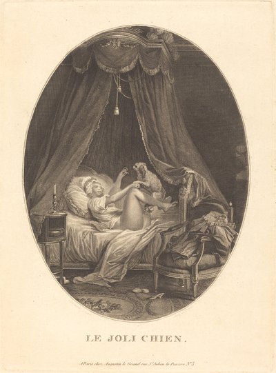 The Pretty Dog by Auguste Claude Simon Legrand after Nicolas Lavreince