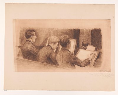 Lesson in the Drawing School by Auguste Danse (signed by artist)