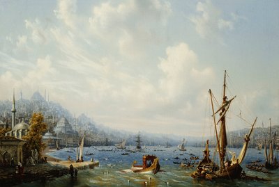 Boats on the Bosphorous, off Constantinople by Auguste Etienne Francois Mayer