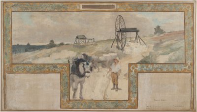 Sketch for the marriage hall at Arcueil-Cachan town hall: Work in the quarry by Auguste Francois Gorguet