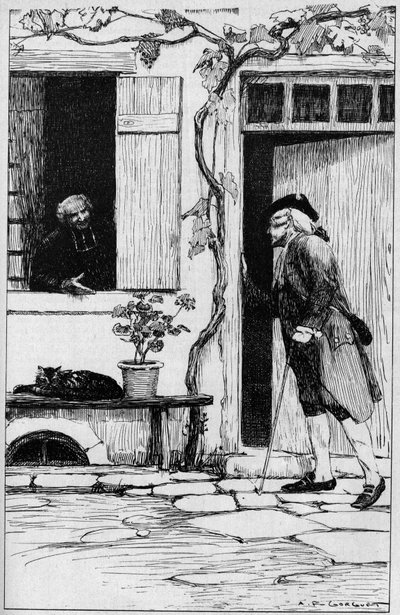 The Parish of the Village of Ermenonville Inviting Jean Jacques Rousseau to Enter His Presbytery by Auguste Francois Gorguet