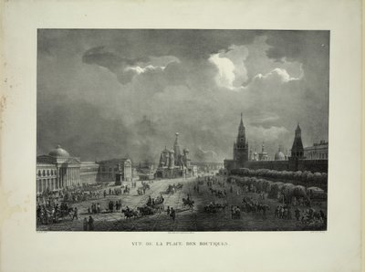 Upper Trading Rows at the Red Square in Moscow, c. 1830 by Auguste Jean Baptiste Antoine Cadolle