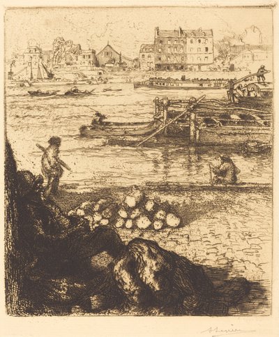 Dockman, Pier at La Gare by Auguste Lepere