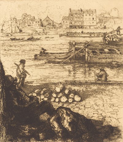 Dockman, Pier at La Gare by Auguste Lepere