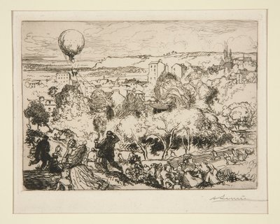 The Falling Balloon, in Pre-Saint-Gervais by Auguste Lepere