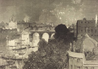 July 14th. Illumination of the Seine from Pont Neuf to Pont au Change by Auguste Lepere