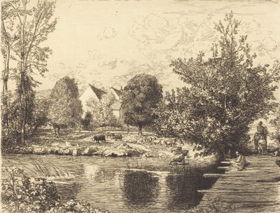 Old Foot-bridge, Banks of the Small Morin by Auguste Lepere
