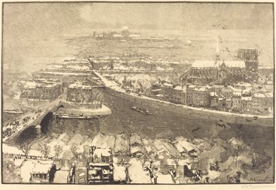 Paris under Snow, View from St.-Gervais by Auguste Lepere