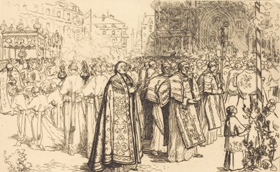 Return of the Procession to Nantes Cathedral, 190 by Auguste Lepere