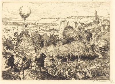 The Falling Balloon, in Pre-Saint-Gervais by Auguste Lepere