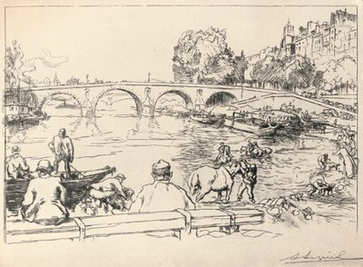 The Watering Place at the Pont Marie by Auguste Louis Lepère
