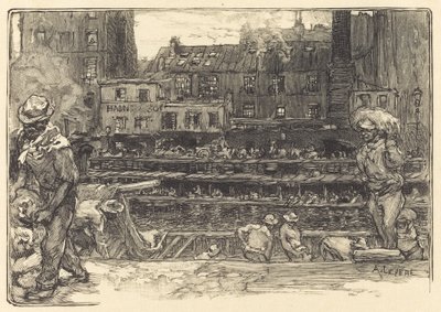 Unloading, Canal St. Martin, 1890 by Auguste Lepere