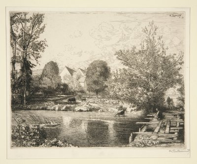 Old Foot-bridge, Banks of the Small Morin by Auguste Lepere