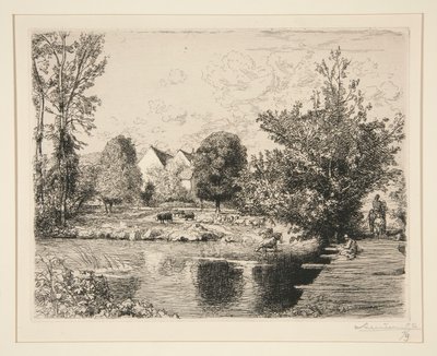 Old Foot-bridge, Banks of the Small Morin by Auguste Lepere