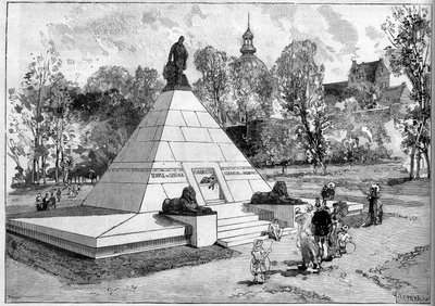View of the monument to the memory of the French Egyptologist Auguste-Edouard Mariette (1821-1881) in Boulogne-sur-Mer (engraving by Lepere in Le Monde Illustré) by Auguste Lepere