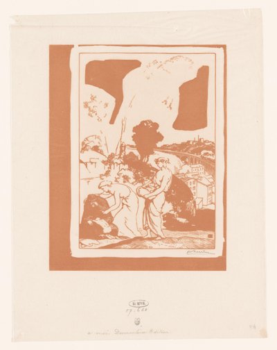 Music and Poetry Helping the Artist by Auguste Lepère (signed by artist)