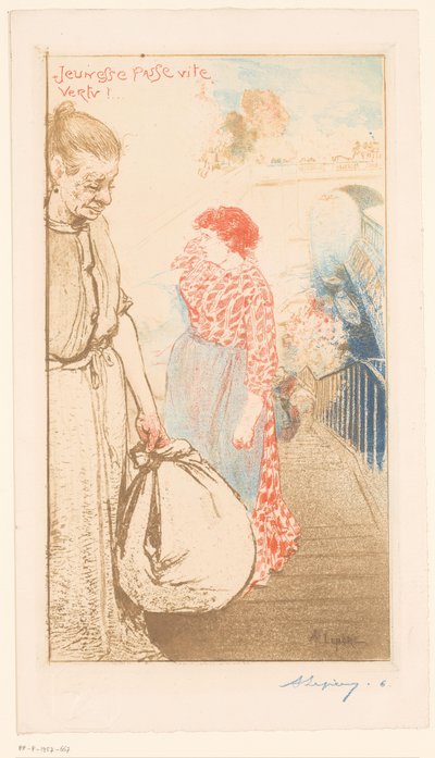 Washerwomen on Steps Along the Seine by Auguste Lepère (signed by artist)