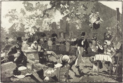 The Cabaret of the Grouse at the Bois de Meudon by Auguste Lepère after Daniel Vierge